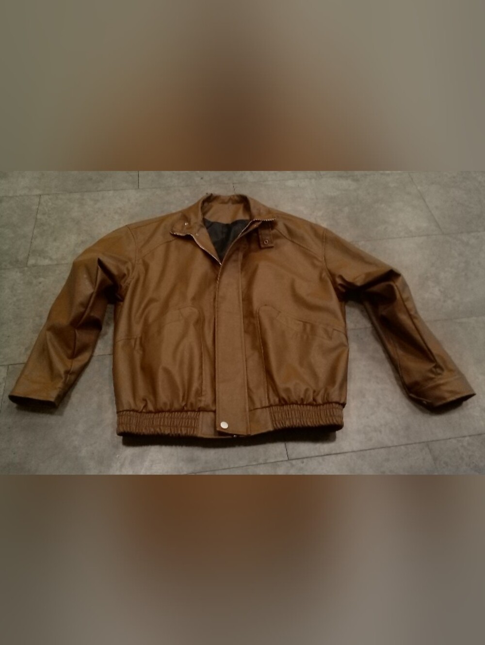 Classic Tan Bomber Jacket with Snap Front -